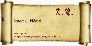 Kmety Máté névjegykártya
